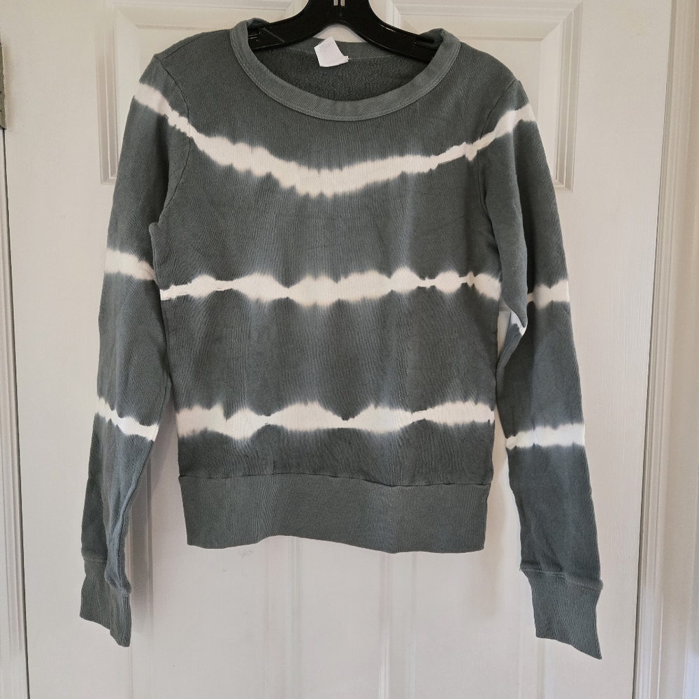 NWOT Project Social T Sweatshirt S Green White Tie-Dye Crewneck 100% Cotton